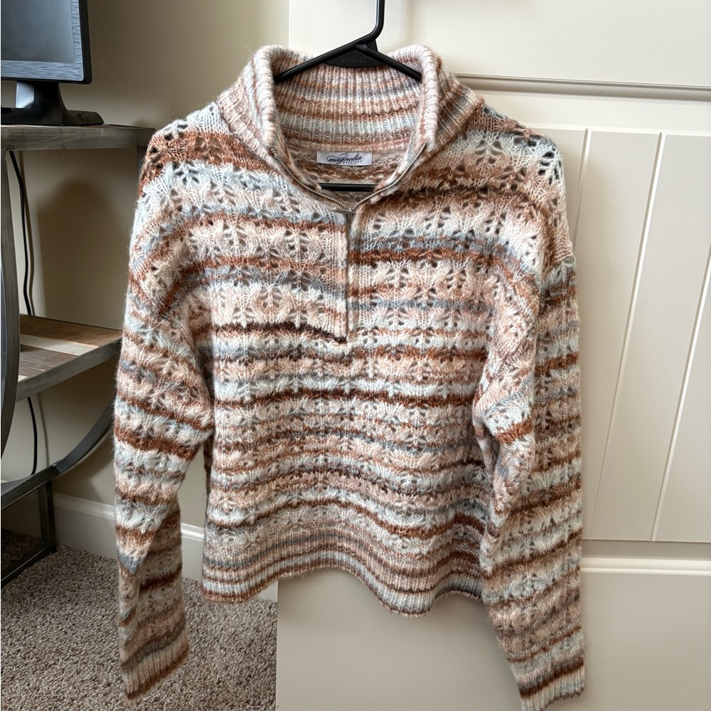 Cinnamon Latte Quarter Zip Sweater